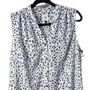 CAbi White and Blue Patterned Dress